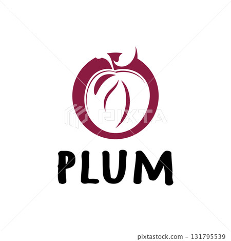 plum fruit logo with leaves, design of plum plantation, fruit shop, plum products, with simple vector editing plum fruit logo with leaves, design of plum plantation, fruit shop, plum products, with simple vector editing 131795539