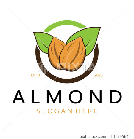 simple almond logo,for business,badge,trademark,almond oil,almond farm,almond shop,vector 131795641