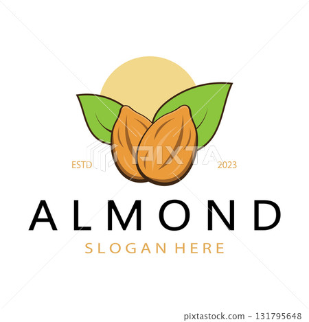 simple almond logo,for business,badge,trademark,almond oil,almond farm,almond shop,vector 131795648