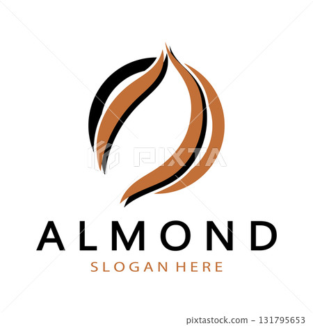 simple almond logo,for business,badge,trademark,almond oil,almond farm,almond shop,vector 131795653