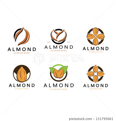 simple almond logo,for business,badge,trademark,almond oil,almond farm,almond shop,vector simple almond logo,for business,badge,trademark,almond oil,almond farm,almond shop,vector 131795661