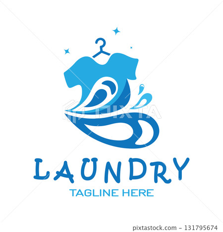 simple creative laundry logo, with the concept of a clothes or clothes washing machine, foam. water drops, logo for washing, clothes deodorizer, badge, company 131795674