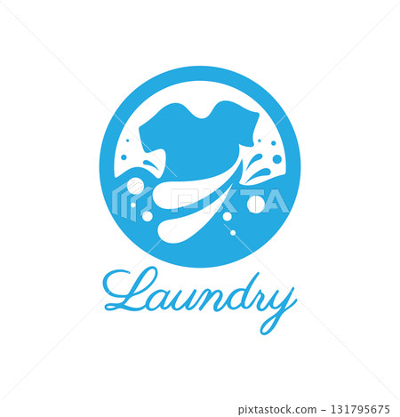 simple creative laundry logo, with the concept of a clothes or clothes washing machine, foam. water drops, logo for washing, clothes deodorizer, badge, company 131795675