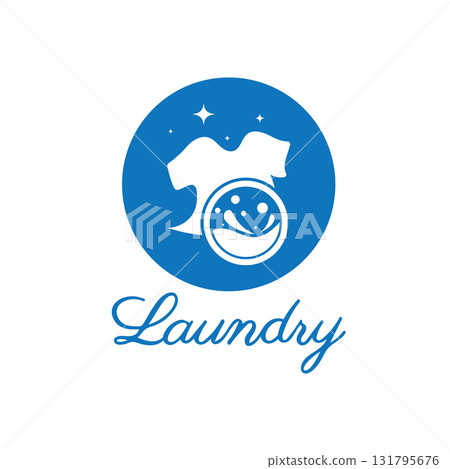 simple creative laundry logo, with the concept of a clothes or clothes washing machine, foam. water drops, logo for washing, clothes deodorizer, badge, company 131795676