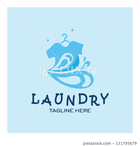 simple creative laundry logo, with the concept of a clothes or clothes washing machine, foam. water drops, logo for washing, clothes deodorizer, badge, company 131795679