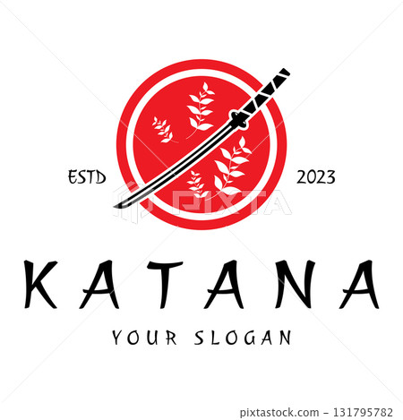simple katana samurai sword logo design template vector, simple katana samurai sword logo design template vector, 131795782