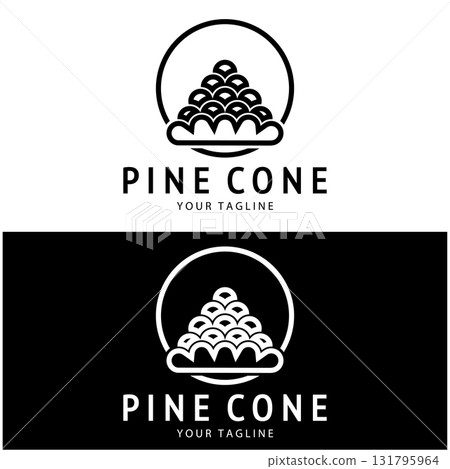 abstract simple pinecone logo design,for business,badge,emblem,pine plantation,pine wood industry,yoga,spa,vector 131795964