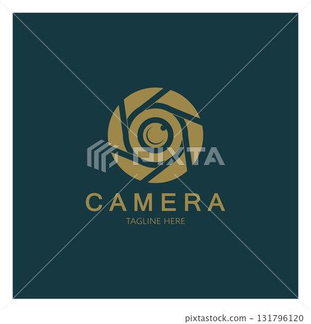 photography camera logo icon vector design template isolated on black background 131796120