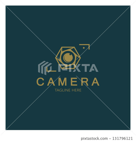photography camera logo icon vector design template isolated on black background 131796121