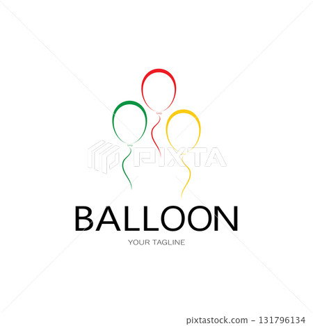 simple balloon logo, for kids event, toy shop, birthday, holiday vector 131796134