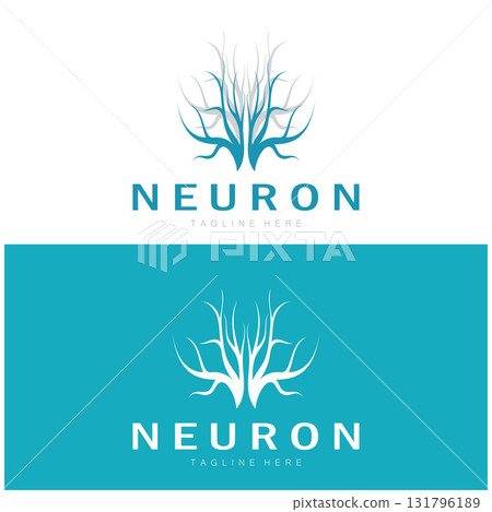 Neuron logo or nerve cell logo design,molecule logo illustration template icon with vector concept 131796189
