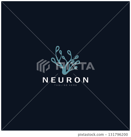 Neuron logo or nerve cell logo design,molecule logo illustration template icon with vector concept Neuron logo or nerve cell logo design,molecule logo illustration template icon with vector concept 131796200