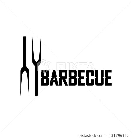 Simple Barbecue Vintage hot grill, with crossed flames and spatula. Logo for restaurant, badge, cafe and bar.vector Simple Barbecue Vintage hot grill, with crossed flames and spatula. Logo for restaurant, badge, cafe and bar.vector 131796312