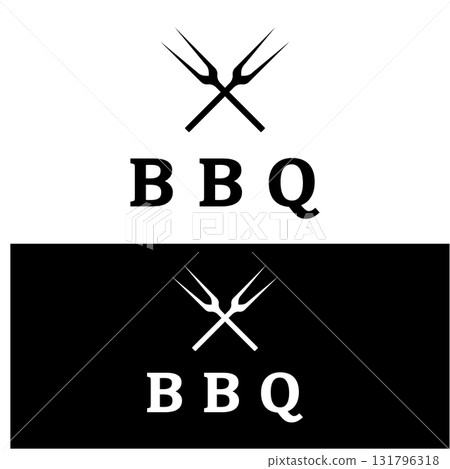Simple Barbecue Vintage hot grill, with crossed flames and spatula. Logo for restaurant, badge, cafe and bar.vector Simple Barbecue Vintage hot grill, with crossed flames and spatula. Logo for restaurant, badge, cafe and bar.vector 131796318