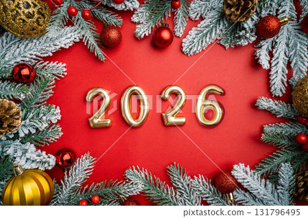 Christmas and Happy New background 131796495
