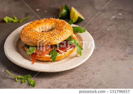 Sandwich with ricotta and prosciutto Sandwich with ricotta and prosciutto 131796657