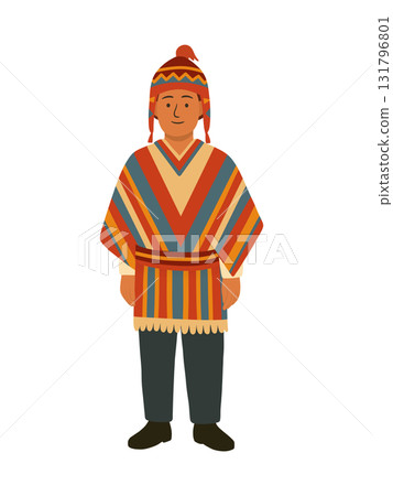 身穿秘魯民族服裝的男子的插圖 131796801