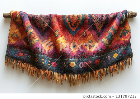 Fabric wall hanging on a white background. Boho-chic style. 131797212