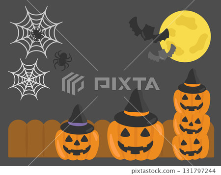 三層南瓜燈南瓜萬聖節框架插圖 131797244