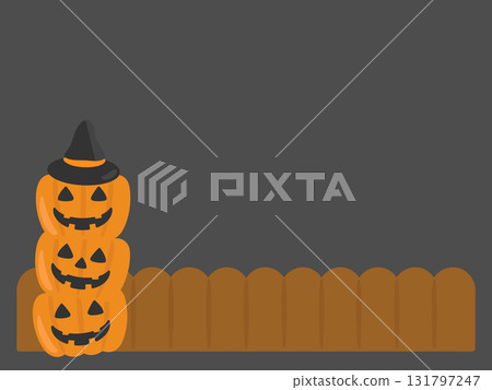 三層南瓜燈南瓜萬聖節框架插圖 131797247