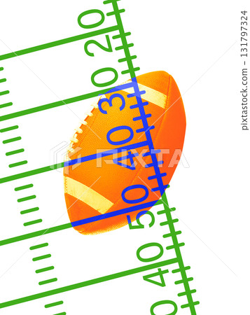 Abstract artwork. Football on field with geometric yard lines in bright design. Abstract artwork. Football on field with geometric yard lines in bright design. 131797324