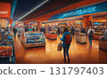 Woman shopping at a supermarket 131797403