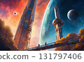 Landscape seen from under the full moon 131797406