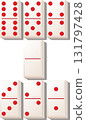 Isometric domino tile set doubles white and red color - vector illustration 131797428