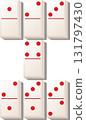Isometric domino tile set low number mix white and red color - vector illustration 131797430