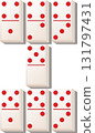 Isometric domino tile set mid number mix white and red color - vector illustration 131797431