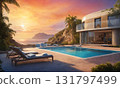 Sunset seen from the hotel terrace 131797499