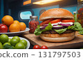 Delicious hamburger 131797503
