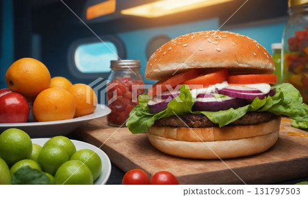 Delicious hamburger 131797503
