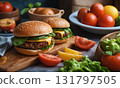 Delicious hamburger 131797505