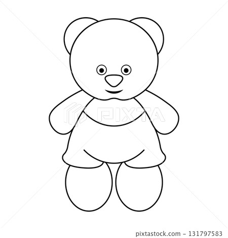 Cute Teddy Bear Outline Vector Illustration. Perfect for coloring pages, childrens designs, educational materials, crafts and baby themed projects. 131797583