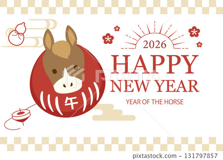 2026 New Year's card - Year of the Horse Daruma design 131797857