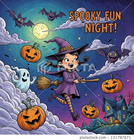 穿著萬聖節服裝的女孩 131797871