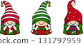Three scandinavian christmas gnomes, new year illustration 131797959