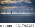 Strip of sunlight on offshore wind farm 131798323