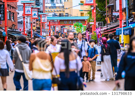 Tokyo cityscape in Japan: Inbound tourism continues... View of Denpoin Street bustling with foreign tourists (October 10th) 131798633