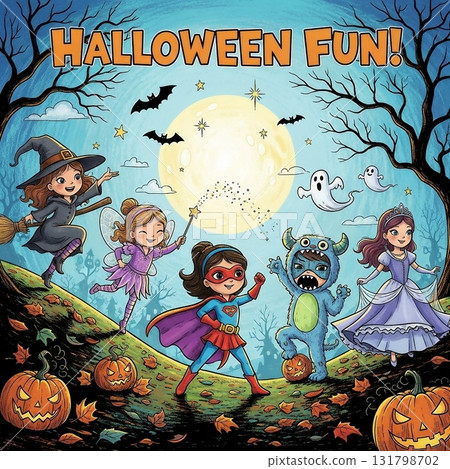 Children dressed up for Halloween 131798702