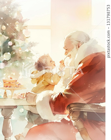 Christmas Morning: Santa and the Little Boy 131798753