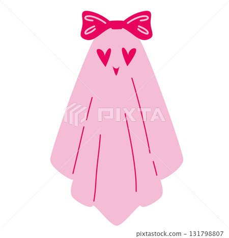 Cute coquettish pink ghost. Adorable spooky character illustration with fun and magical halloween design. Cute coquettish pink ghost. Adorable spooky character illustration with fun and magical halloween design. 131798807