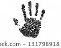 Black and white halftone handprint Black and white halftone handprint 131798918