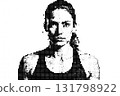Black and white halftone portrait of woman Black and white halftone portrait of woman 131798922