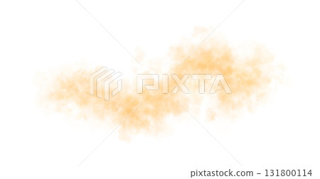 Orange smoke cloud on transparent background mockup template for overlay effects, atmospheric visuals or cinematic compositions 131800114