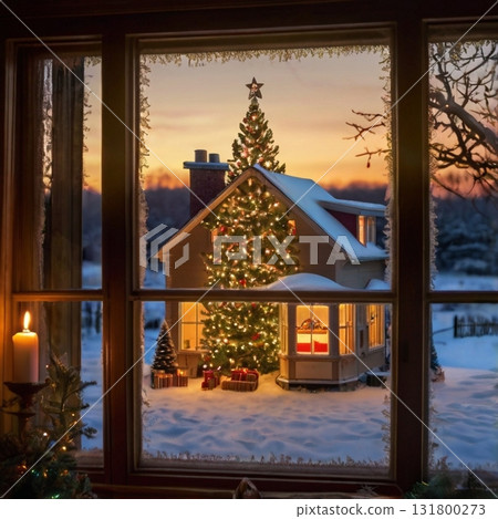 Living room ready for Christmas 131800273