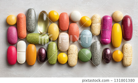 Colorful pills supplement tablet capsule vitamin arranged white background health Colorful pills supplement tablet capsule vitamin arranged white background health 131801380