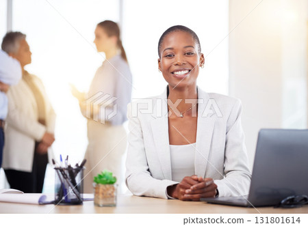 Office laptop, happy portrait and black woman review finance portfolio, stock market database or investment budget. Financial economy, forex data analysis and trader trading NFT, bitcoin or crypto Office laptop, happy portrait and black woman review finance portfolio, stock market database or investment budget. Financial economy, forex data analysis and trader trading NFT, bitcoin or crypto 131801614