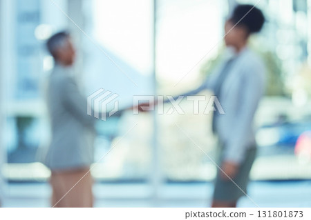 B2b Handshake, business deal or senior manager consulting or talking to a black woman in office building. Partnership, blurred or successful people shaking hands for contract, thank you or agreement B2b Handshake, business deal or senior manager consulting or talking to a black woman in office building. Partnership, blurred or successful people shaking hands for contract, thank you or agreement 131801873